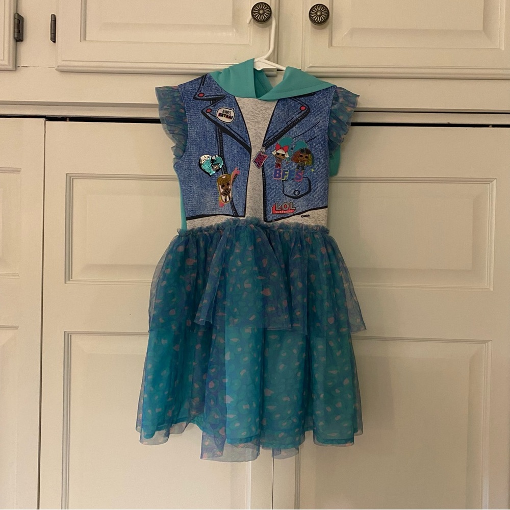 L.O.L. Surprise! Teal and Blue Kids Dress with Hood size 6/6x Small